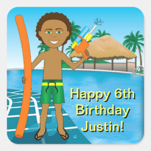 Pool Party Invitation Square Sticker