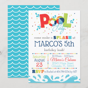 Pool Party Invitation Summer Birthday