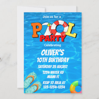 Pool party Invitation, summer party Invitation