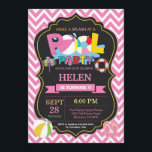Pool Party Invitation Summer Splish Splash Girl<br><div class="desc">Pool Party Invitation. Summer Splish Splash. Girl Birthday Party Invite. Beach Ball. Swimming. Swimsuit. Birthday Bash. Pink Chevron. Chalkboard Background. 1st First Birthday. Any Age. Printable Digital. For further customisation,  please click the "Customise it" button and use our design tool to modify this template.</div>