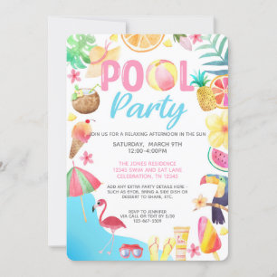 Pool Party Invitation - Swim Party - Cookout