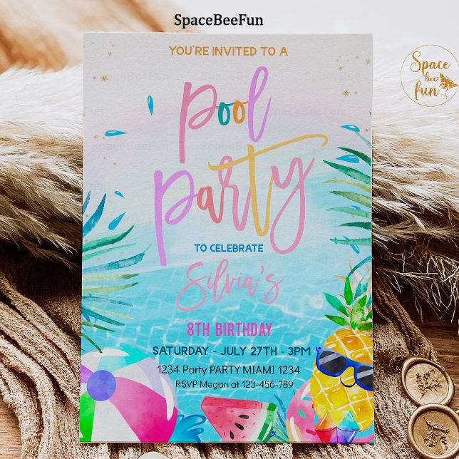 Pool Party Invitation Tropical party Pool Party (Creator Uploaded)