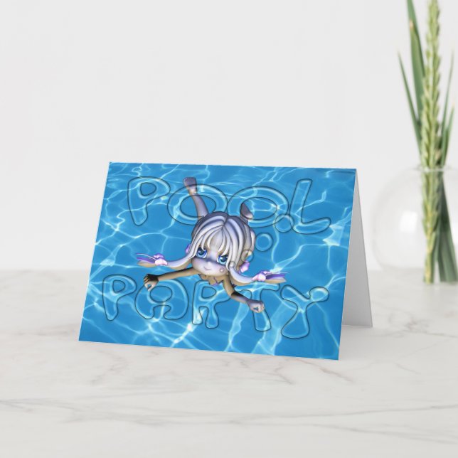 Pool Party Invitation with Moonies Cutie Pie (Front)