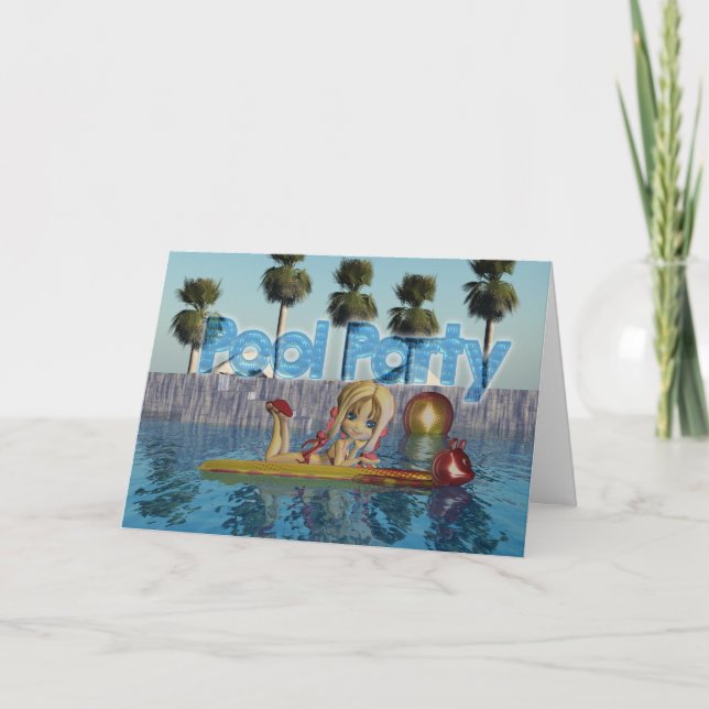 Pool Party Invitation with Moonies Cutie Pie (Front)