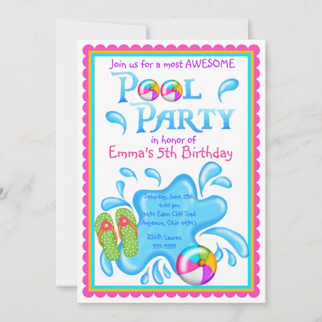 Pool Party Invitations (Front)