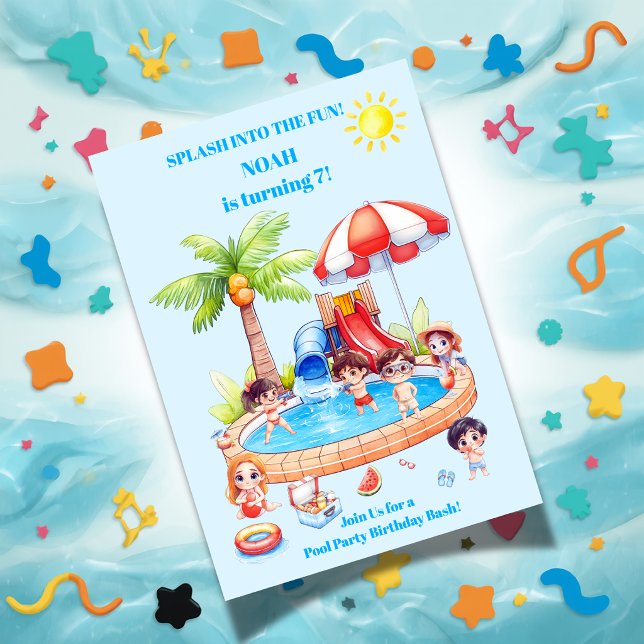 Pool Party Kids Birthday Invitation | Editable (Creator Uploaded)