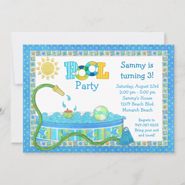 Pool Party Kids Birthday Party Invitation (Front)