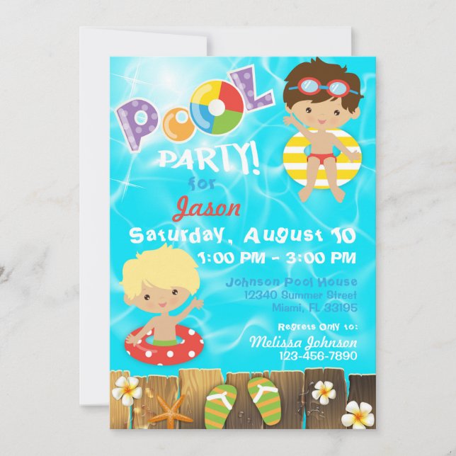 Pool Party Kids Swimming Birthday Invitation (Front)