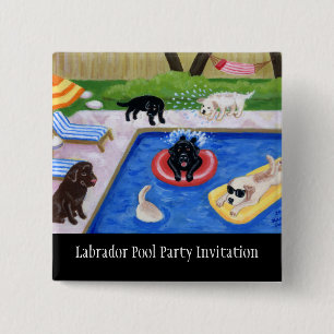 Pool Party Labradors 15 Cm Square Badge