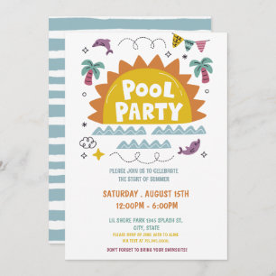 Pool Party, Last Day of School Invitation