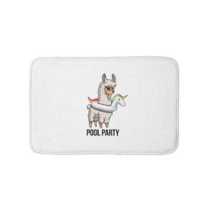 Pool Party Llama Unicorn Float Shirt Funny Llama G Bath Mat