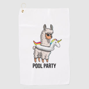 Pool Party Llama Unicorn Float Shirt Funny Llama G Golf Towel