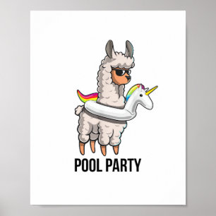 Pool Party Llama Unicorn Float Shirt Funny Llama G Poster