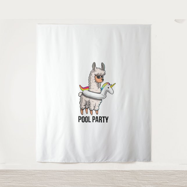 Pool Party Llama Unicorn Float Shirt Funny Llama G Tapestry (Front)