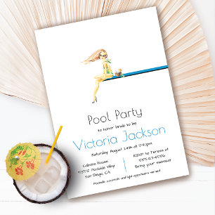 Pool Party Minimalist  Invitation