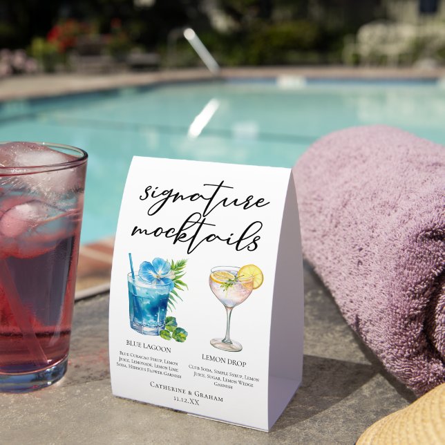 Pool Party Mocktails Blue Lagoon Lemon Drop Menu (Insitu(On Table))