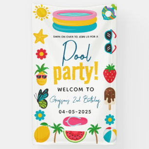 Pool Party   Modern Summer Themed Birthday Banner