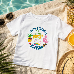Pool Party   Modern Summer Themed Birthday Party Baby T-Shirt