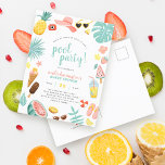 Pool Party | Modern Summer Themed Birthday Party Invitation Postcard<br><div class="desc">Save on envelopes with postcard invitations! This summer-themed design features a border of summer elements and your party information in modern script typography. The border has a pineapple, camera, sun hat, shades, tropical leaves, flowers, ice lollies, lemonade, flip flops, beach balls, lemons, doughnuts, watermelon, ice cream, and more! Click on...</div>