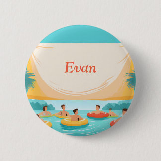 Pool Party Nametag Pool Floats 6 Cm Round Badge
