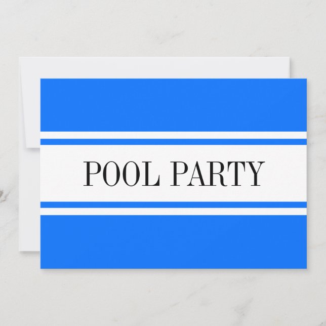 POOL PARTY Nautical Blue White Racing Stripes  Holiday Card (Front)