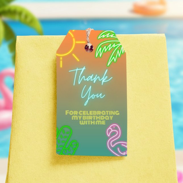 Pool Party Neon Favour Tag (Pool Party Neon Favor Tag)
