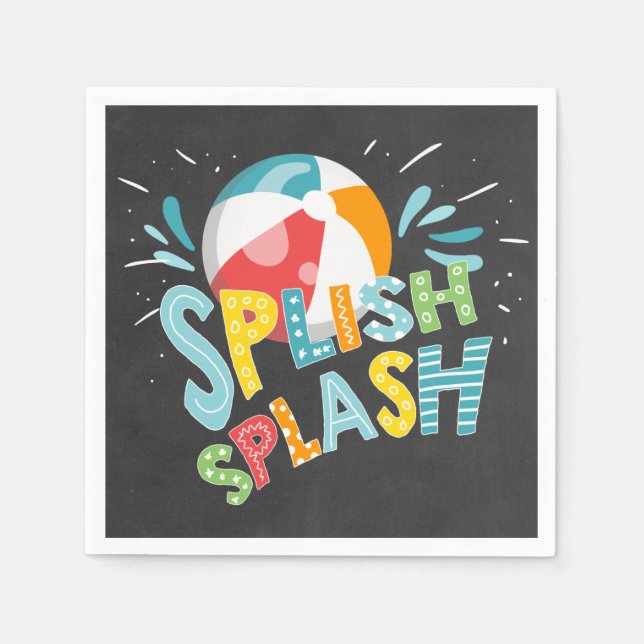 Pool Party Paper Napkins Birthday Splish Splash (Front)