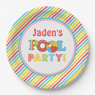 Pool Party Paper Plates, Pool Party Decor Paper Plate