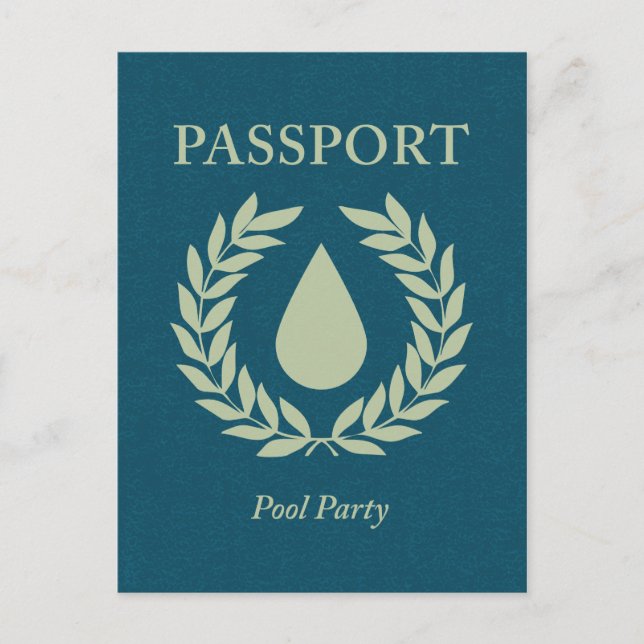 pool party passport invitation postcard (Front)