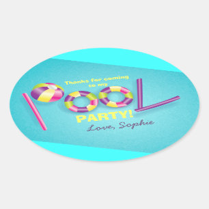 Pool Party Personalised Birthday Favour Sticker