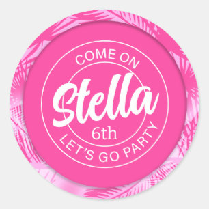 Pool Party Pink Doll Classic Round Sticker