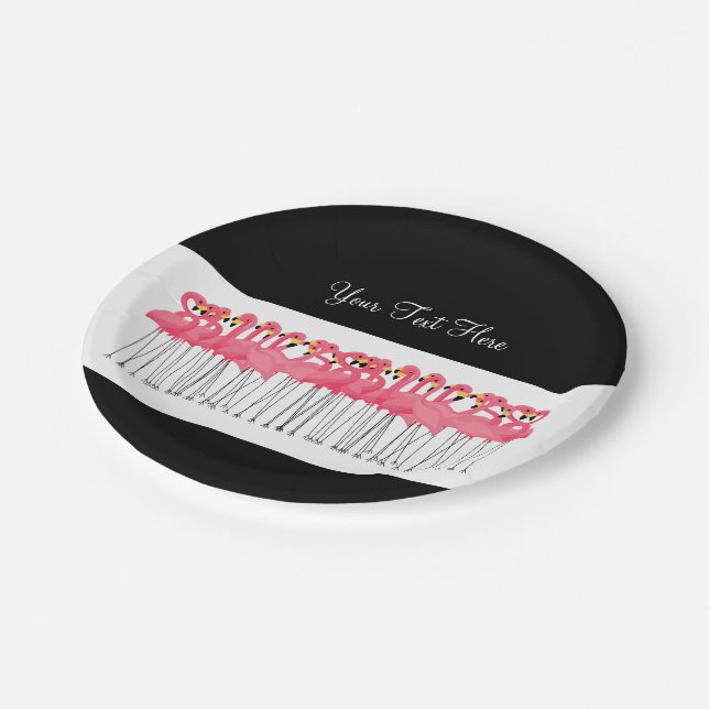 Pool Party Pink Flamingos Design Paper Plate (Angled)