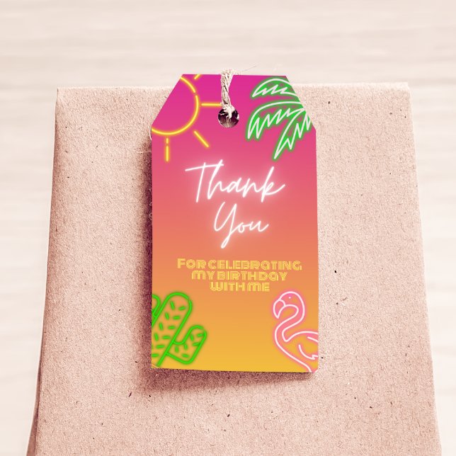 Pool Party Pink Neon Favour Tag (Creator Uploaded)