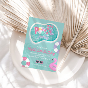 Pool Party pink pool float Summer Birthday Invitation