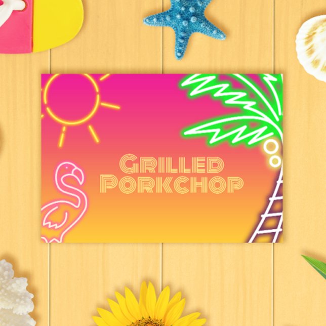 Pool Party Pink Yellow Food Label Table Number (Creator Uploaded)