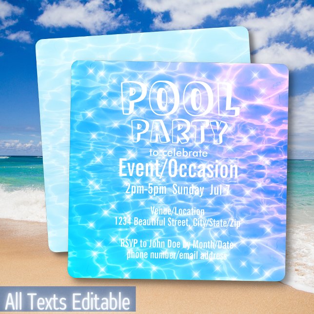 Pool Party Pool Birthday Party Beach Party Modern Invitation (Creator Uploaded)