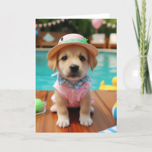 Pool Party Puppy Cute All Occasions Card