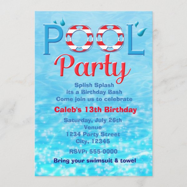 Swim Party Invitations | Zazzle UK