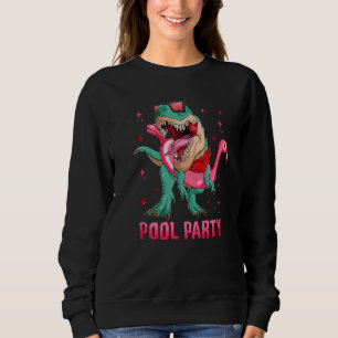 Pool Party Rex With Pink Flamingo Float Summer Vib Sweatshirt