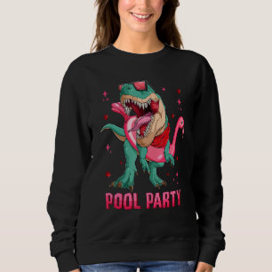 Pool Party Rex With Pink Flamingo Float Summer Vib Sweatshirt