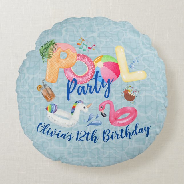 Pool Party Round Cushion (Front)