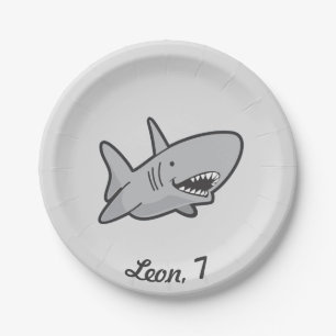 Pool Party Shark Paper Plates