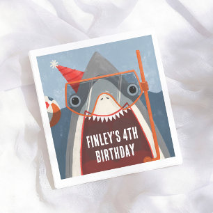 Pool Party Shark Summer Birthday Party Napkin
