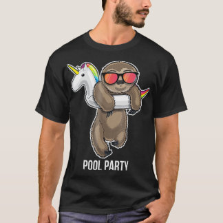 Pool Party Sloth Unicorn Float  Funny Sloth Kids T-Shirt