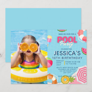 Pool Party Splish Splash Pool Birthday Invitation