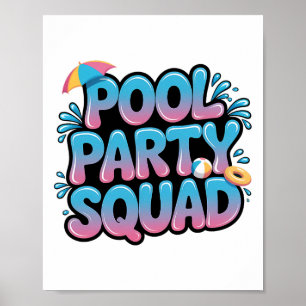 Pool Party Squad Summer Birthday Cruise Vacation B Poster