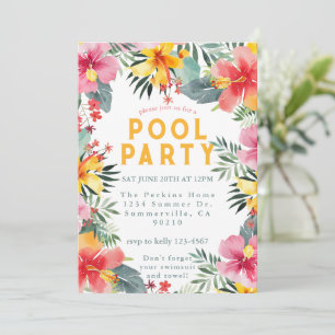 Pool Party Summer BBQ  Invitation