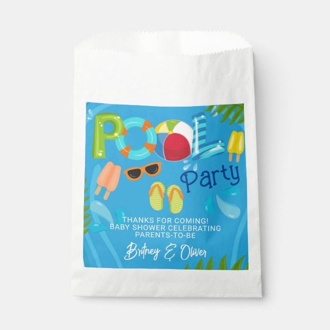 Pool Party Summer Boy Baby Shower Favour Bags (Front)