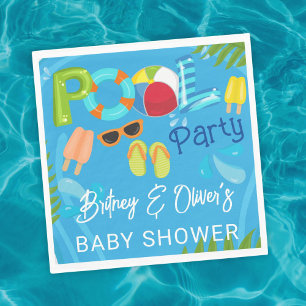 Pool Party Summer Boy Baby Shower Napkin