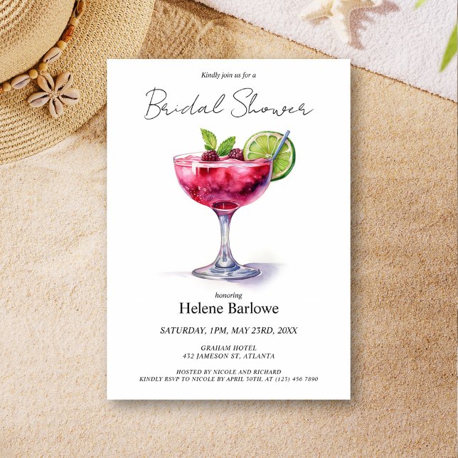 Pool Party Summer Cocktail Bridal Shower  Invitation (Pool Party Summer Cocktail Bridal Shower Invitation)